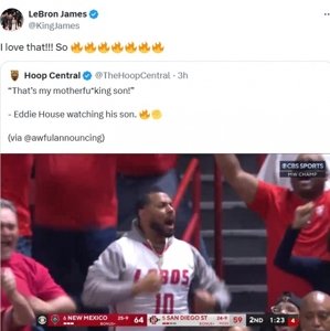 James đã tweet lại chìa khóa 2+1 của con trai Eddie House sau trận đấu: Tôi thích cái này, nó cháy quá