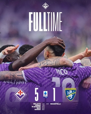 Fiorentina đánh bại Frosinone 5-1, Belotti ghi bàn đầu tiên cho Viola & Icone chuyền bóng và sút